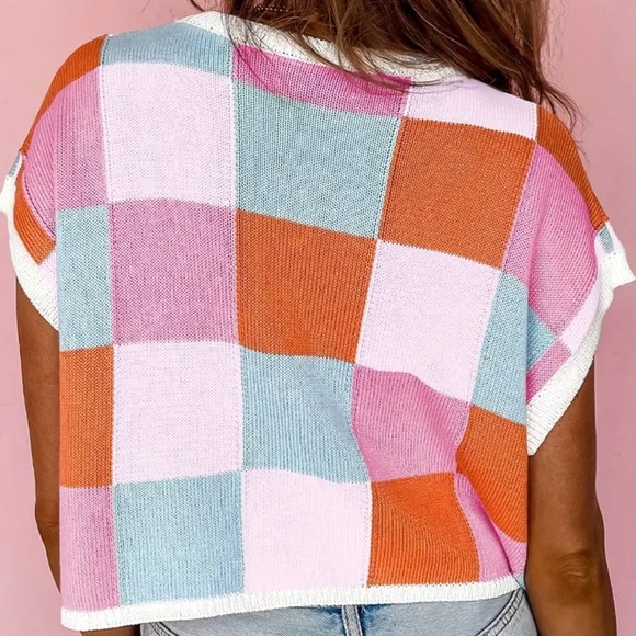 ⭐️Colorful Checkered Knit Top - Picture 2 of 4